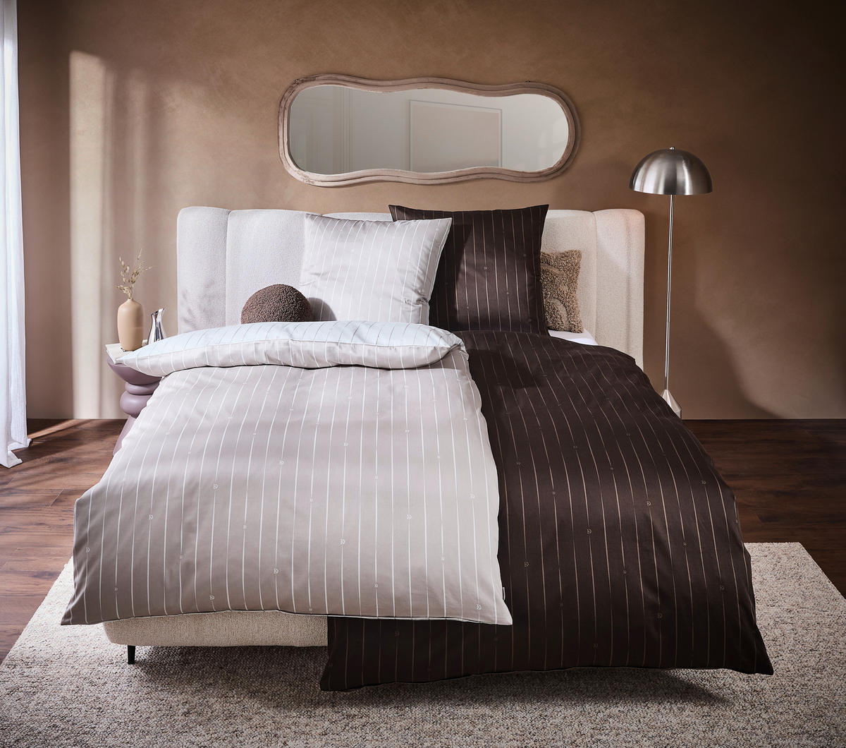 OBOJSTRANNÁ POSTEĽNÁ BIELIZEŇ, satén, hnedá, 135/200 cm - hnedá, Design, textil (135/200cm) - Dieter Knoll