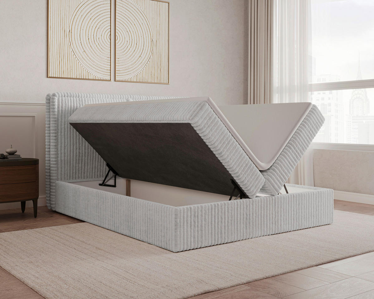BOXBETT 180/200 cm  in Grau  - Schwarz/Grau, MODERN, Holz/Kunststoff (180/200cm) - Livetastic
