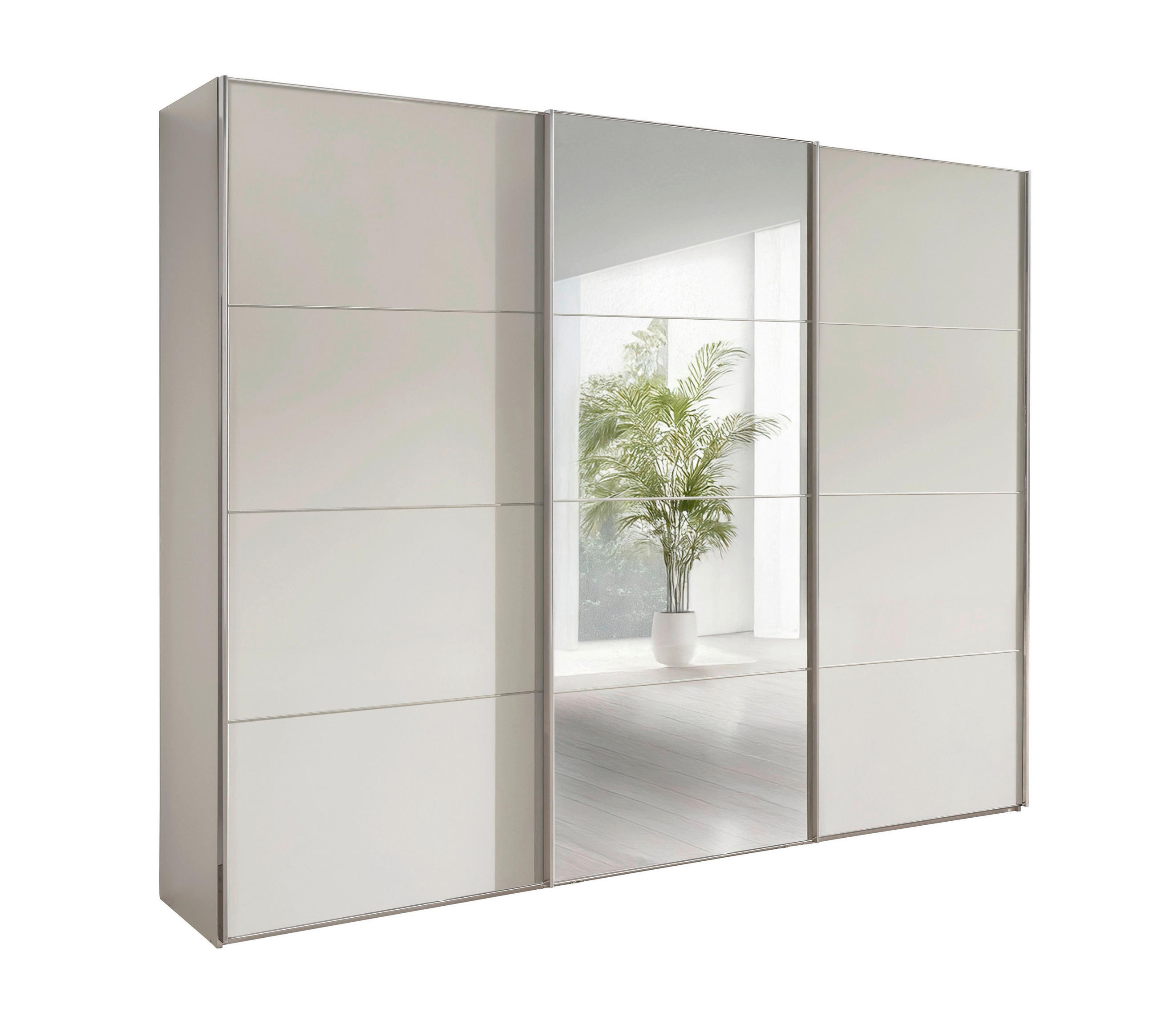 SCHWEBETÜRENSCHRANK 225/217/67 cm,  in Champagner, 3 Tür(en)  - Chromfarben/Champagner, MODERN, Glas/Holzwerkstoff (225/217/67cm) - Chameo