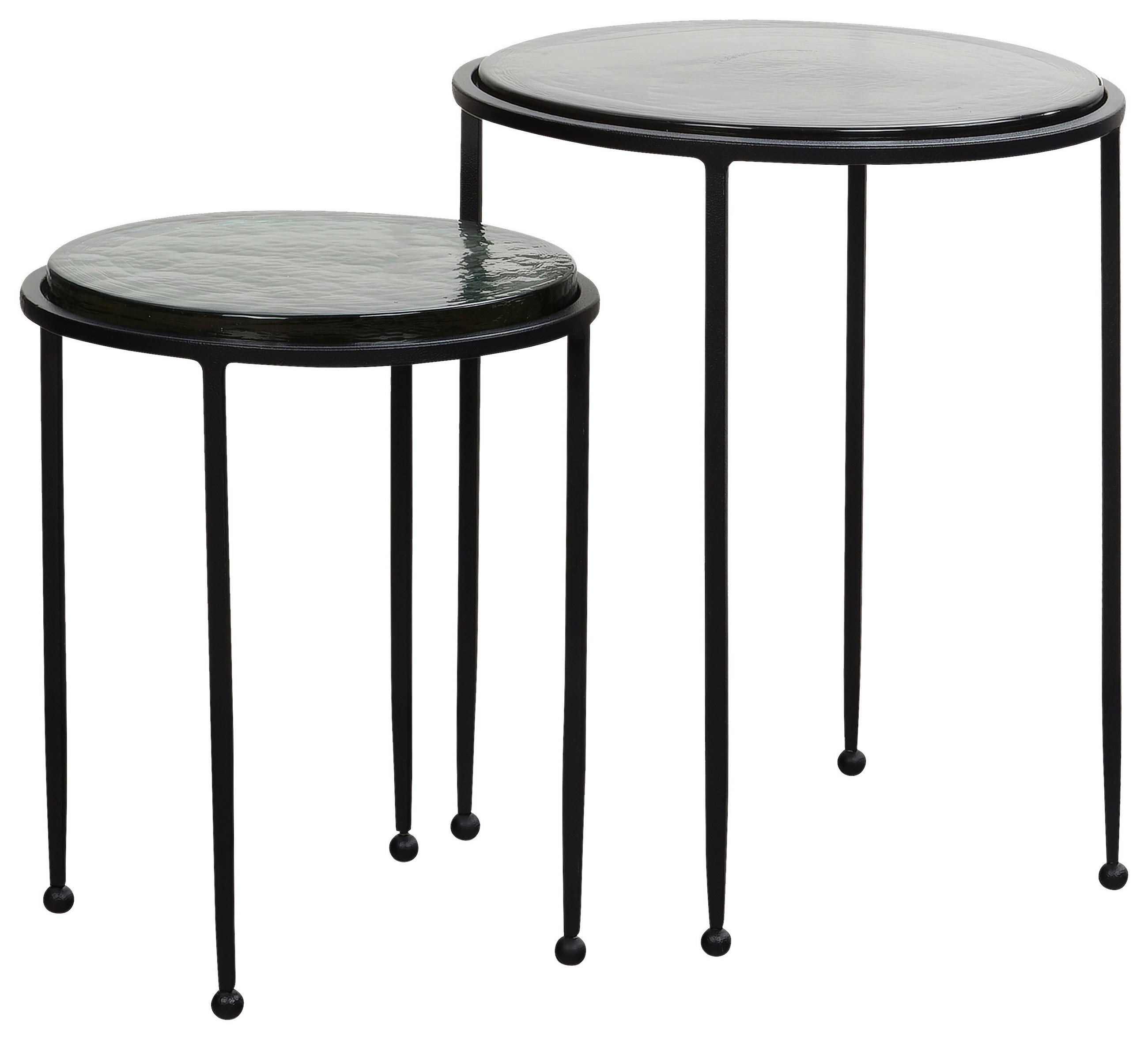 SATZTISCH rund Grün, Schwarz  - Schwarz/Grün, Design, Glas/Metall - MID.YOU