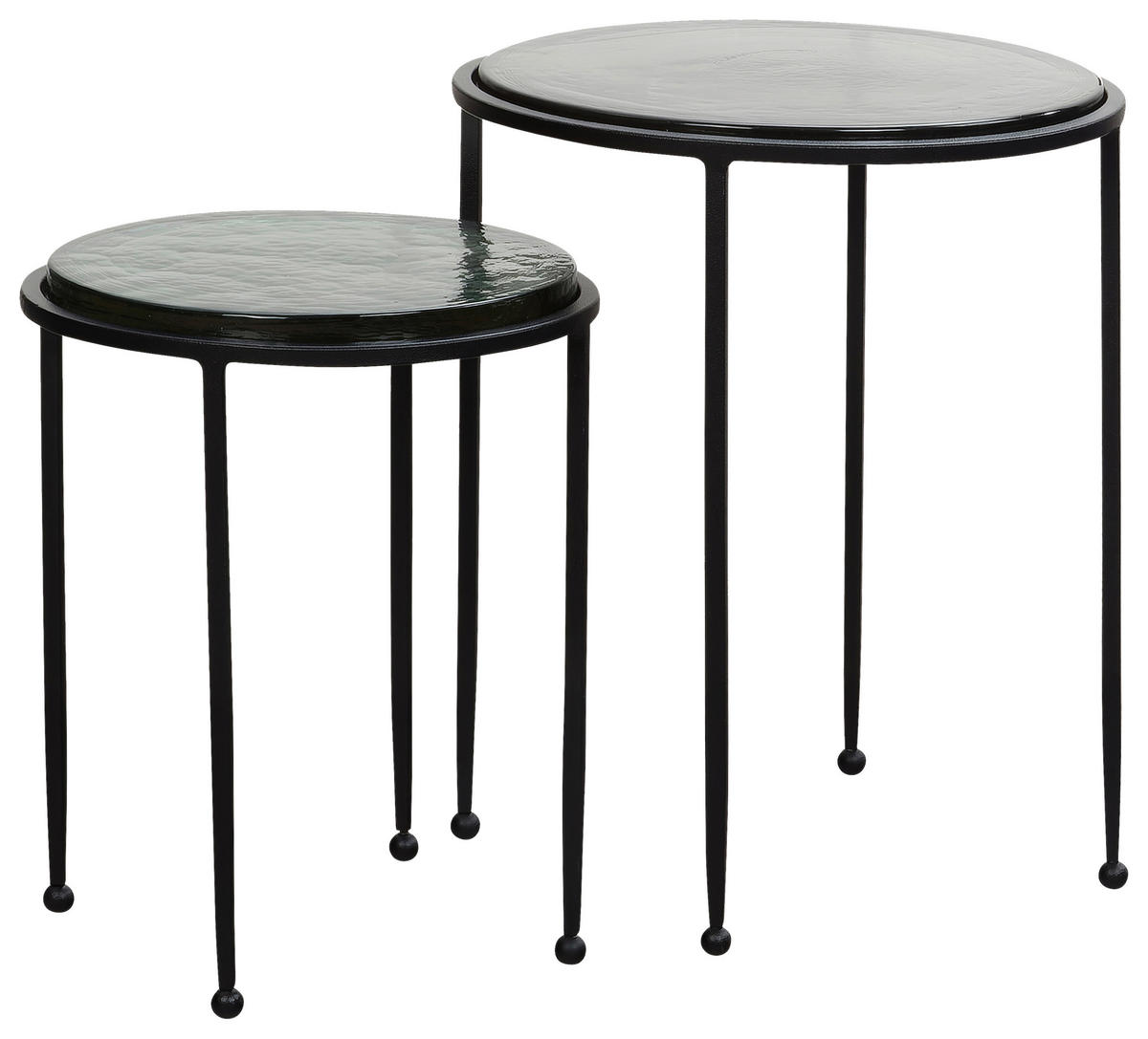 SATZTISCH in Glas  - Schwarz/Grün, Design, Glas/Metall - MID.YOU
