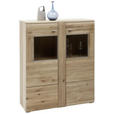 HIGHBOARD 101/121/38 cm  - Eichefarben/Alufarben, KONVENTIONELL, Holz/Holzwerkstoff (101/121/38cm) - Voleo