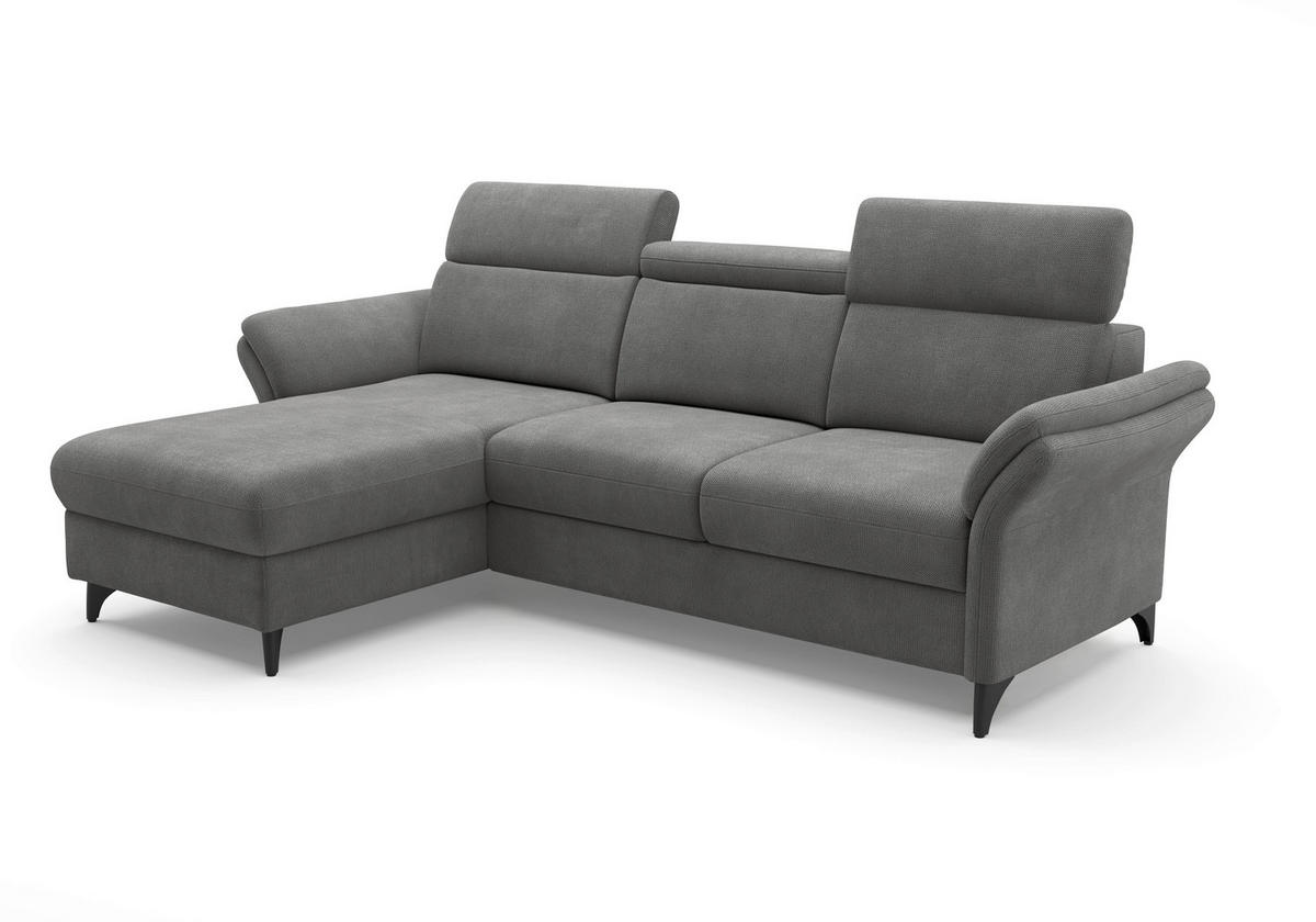 ECKSOFA GLENDALE E Grau Flachgewebe  - Schwarz/Grau, KONVENTIONELL, Textil/Metall (166/253cm) - Sit & More