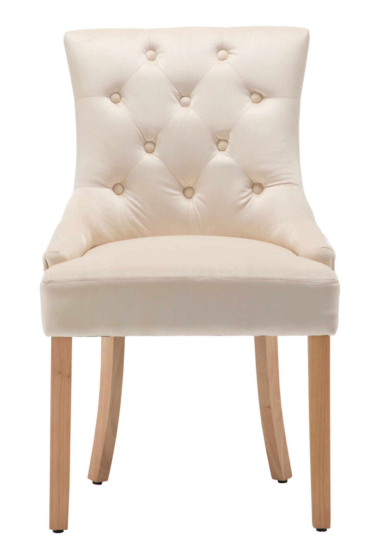 STUHL-SET 2 Stück  Samt  Creme, Naturfarben  - Creme/Naturfarben, MODERN, Holz/Textil (56/91/63cm) - MID.YOU