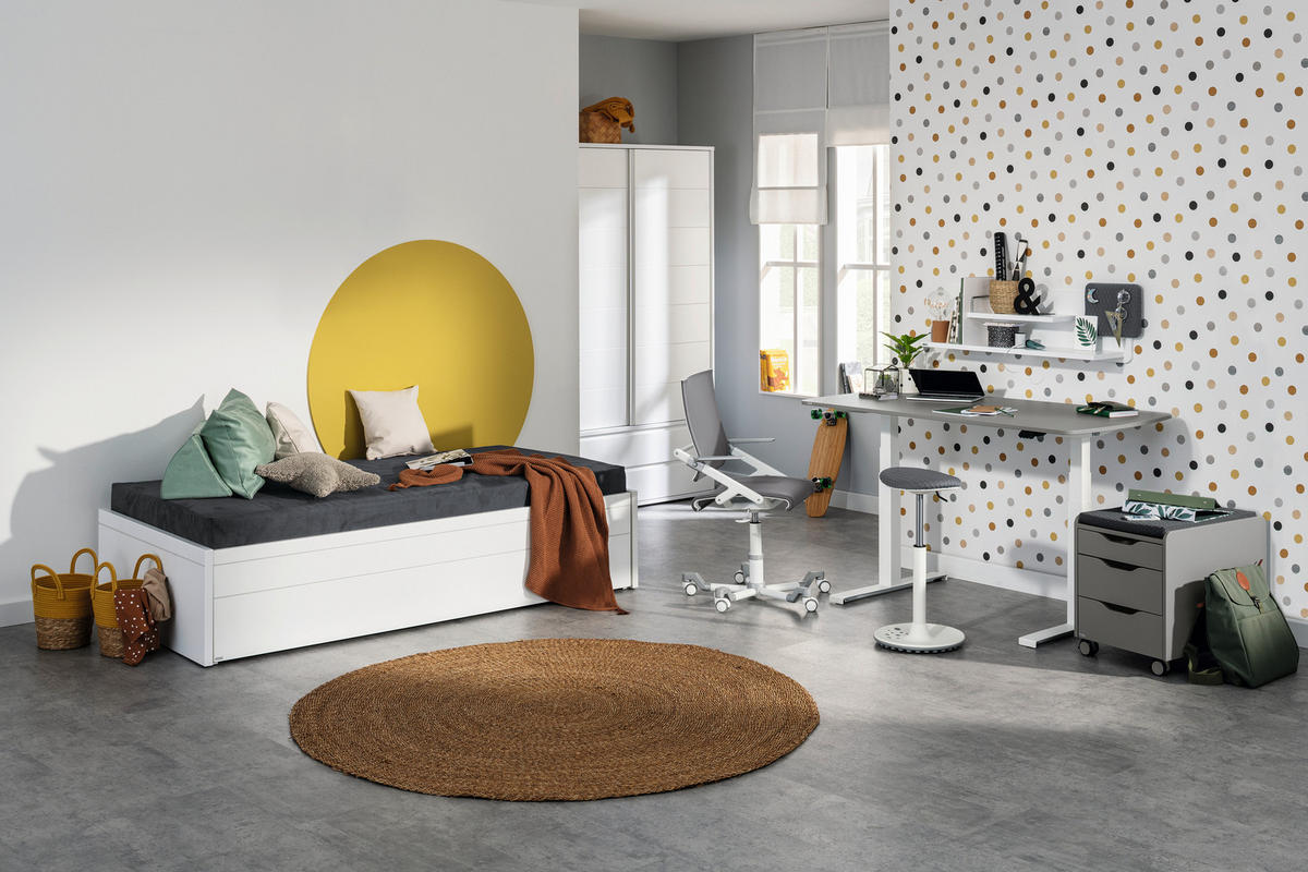 JUGENDSCHREIBTISCH 130/75/62-127 cm  in Weiss, Schieferfarben  - Weiss/Schieferfarben, Konventionell, Holzwerkstoff/Metall (130/75/62-127cm) - Paidi