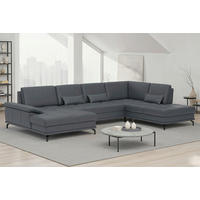 SEDACÍ SOUPRAVA, kůže, černá - černá, Basics, kov/textil (176/363/223cm) - Sit & More