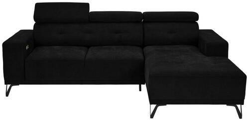 ECKSOFA Schwarz Chenille  - Schwarz, KONVENTIONELL, Textil/Metall (264/178cm) - Hom`in