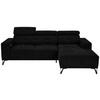 ECKSOFA Schwarz Chenille  - Schwarz, KONVENTIONELL, Textil/Metall (264/178cm) - Hom`in