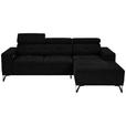 ECKSOFA in Chenille Schwarz  - Schwarz, KONVENTIONELL, Textil/Metall (264/178cm) - Hom`in