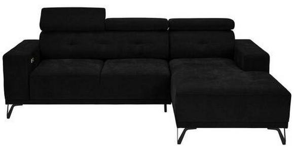 ECKSOFA in Chenille Schwarz  - Schwarz, KONVENTIONELL, Textil/Metall (264/178cm) - Hom`in