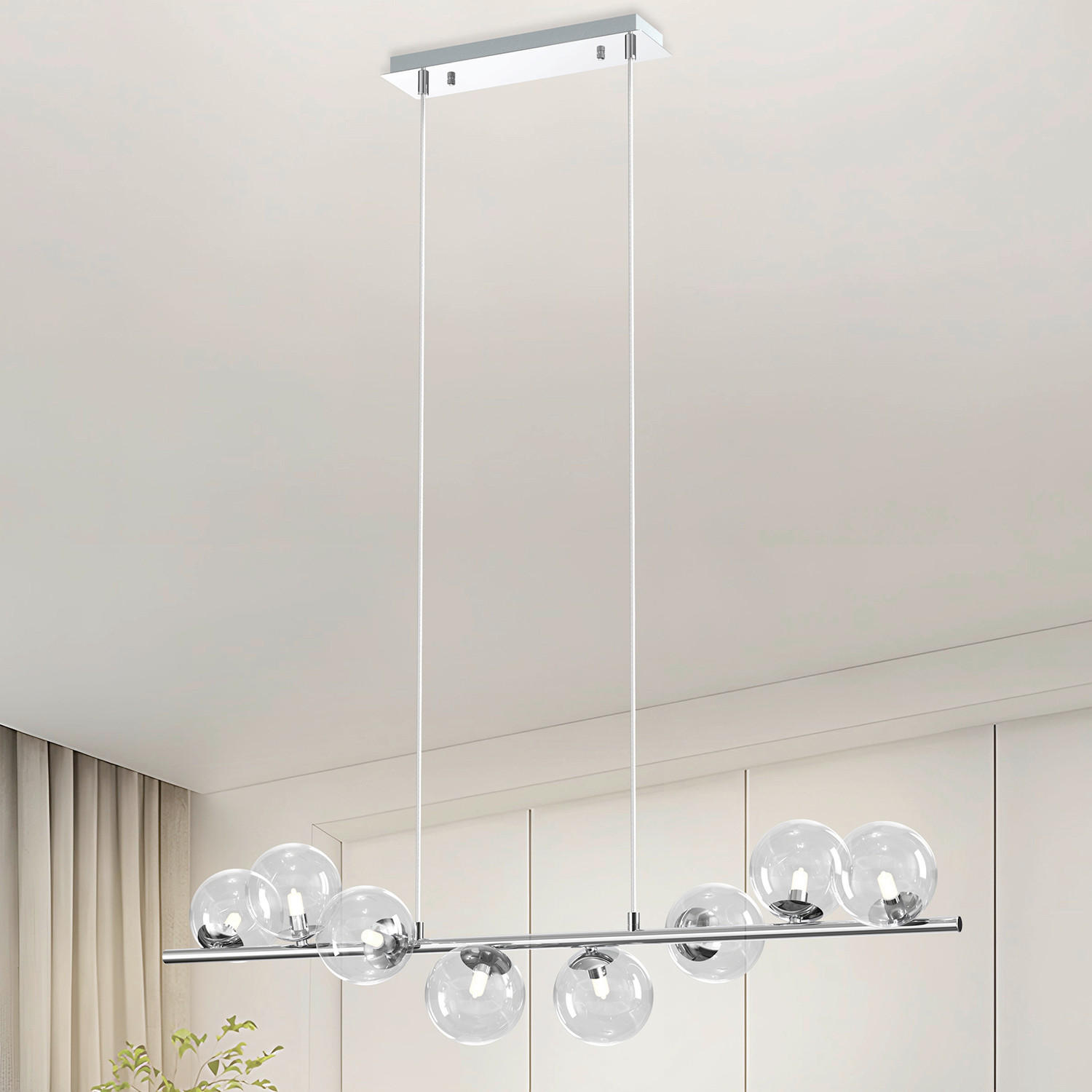 PENDELLEUCHTE 105/27/150 cm  - Chromfarben, Design, Glas/Metall (105/27/150cm)