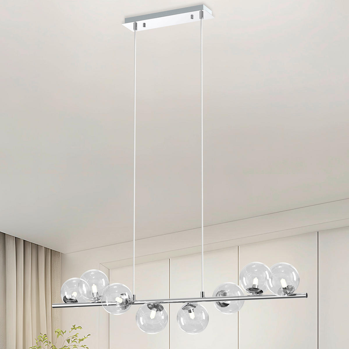 PENDELLEUCHTE 105/27/150 cm  - Chromfarben, Design, Glas/Metall (105/27/150cm)