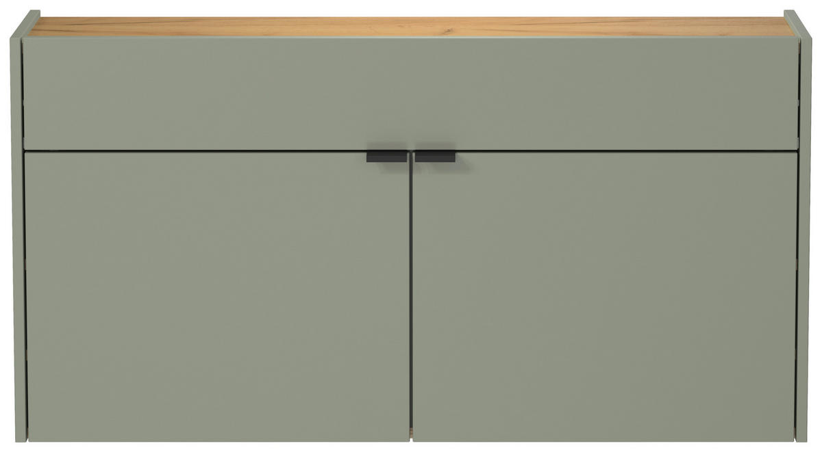 GARDEROBE 3-teilig  in 140/200/22 cm  - Eichefarben/Grün, Design, Glas/Holzwerkstoff (140/200/22cm)