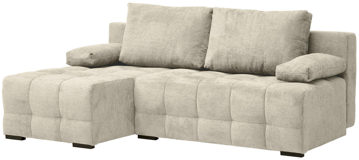 ECKSOFA in Chenille Greige  - Greige/Schwarz, MODERN, Kunststoff/Textil (145/204cm) - home24