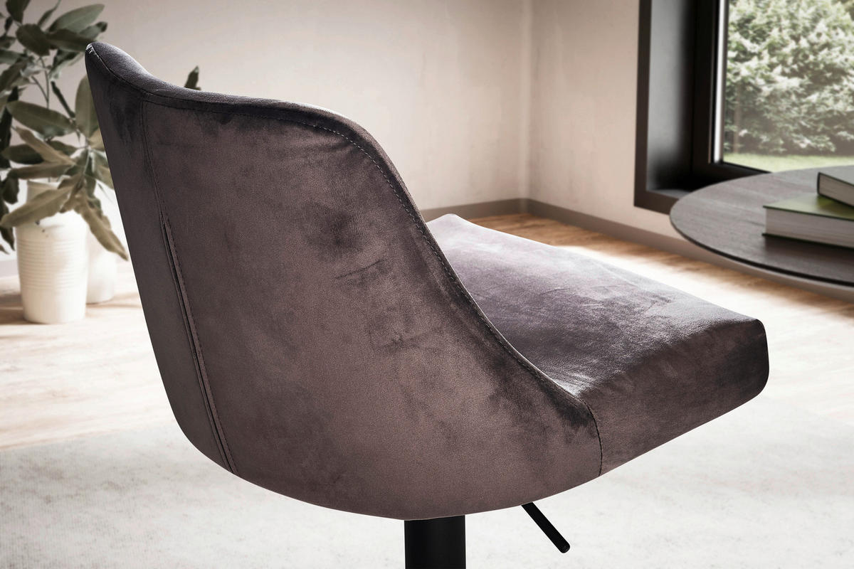 BARHOCKER in Textil Grau  - Schwarz/Grau, Design, Textil/Metall (45/106/51cm) - MID.YOU