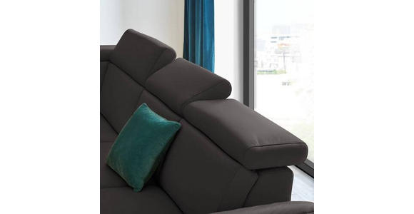 ECKSOFA in Echtleder Dunkelbraun  - Dunkelbraun/Schwarz, Design, Leder/Metall (239/289cm) - Cantus