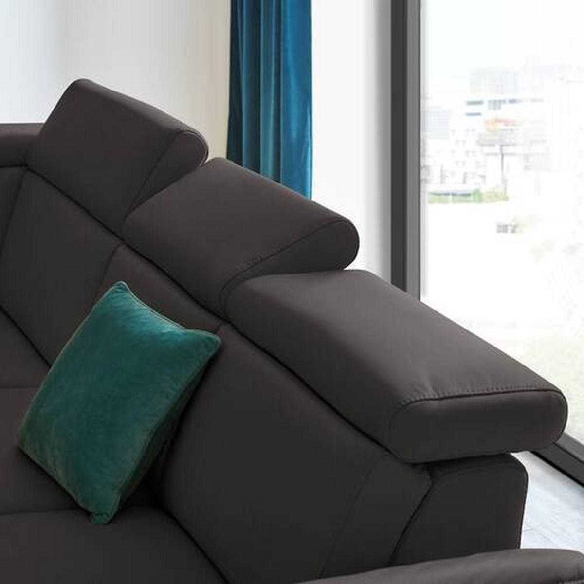 ECKSOFA in Echtleder Dunkelbraun  239/285 cm  - Dunkelbraun/Schwarz, Design, Leder/Metall (239/285cm) - Cantus