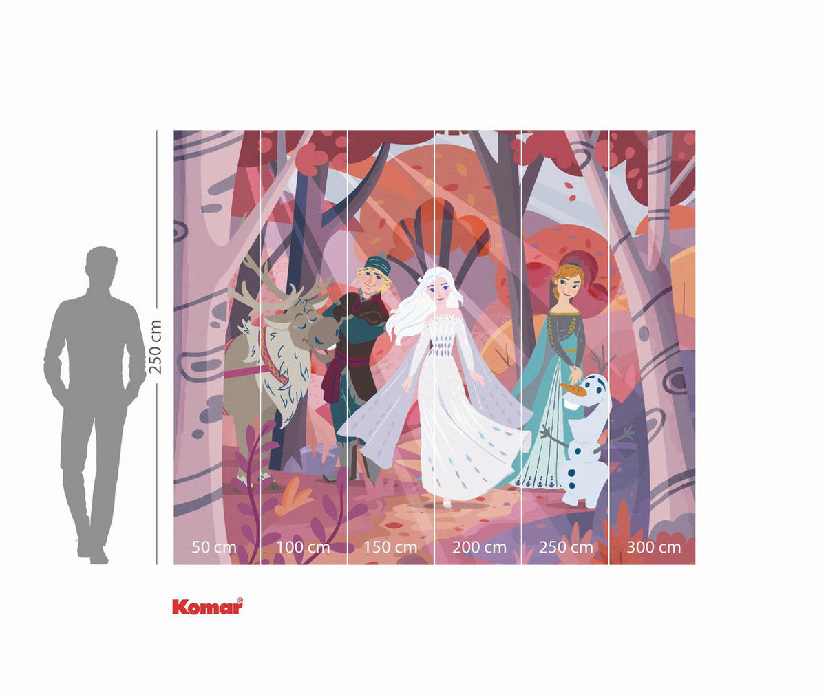 FOTOTAPETE FROZEN FOREST FRIENDSHIP  - Rot, Design, Textil (300/250cm) - Disney