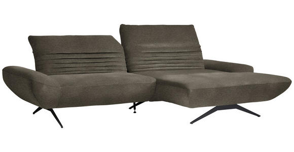ECKSOFA  in Teddystoff Dunkelbraun  280/170-195 cm  - Dunkelbraun/Schwarz, Design, Textil/Metall (280/170-195cm) - Dieter Knoll