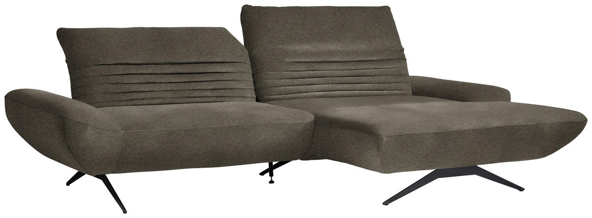 ECKSOFA  in Teddystoff Dunkelbraun  280/170-195 cm  - Dunkelbraun/Schwarz, Design, Textil/Metall (280/170-195cm) - Dieter Knoll