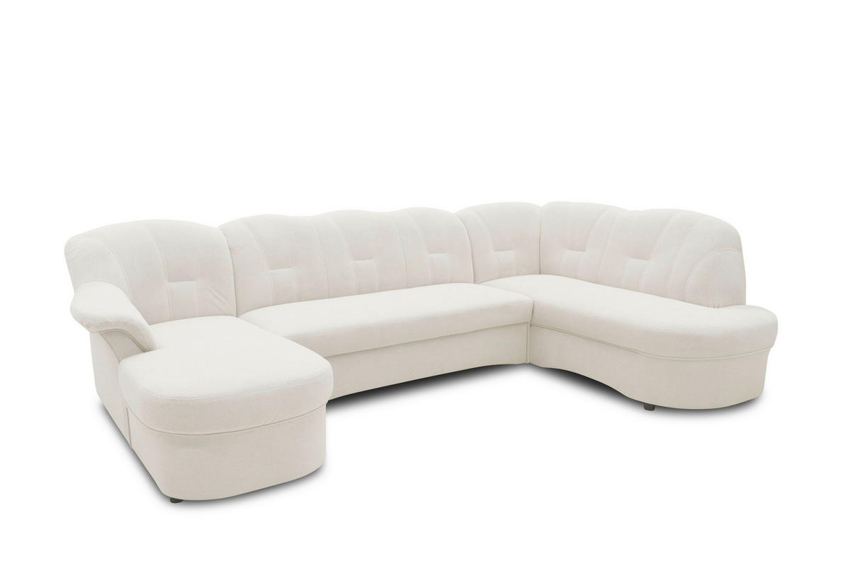 WOHNLANDSCHAFT FLORES FK Creme Mikrofaser  - Creme/Schwarz, KONVENTIONELL, Kunststoff/Textil (293/84/182cm) - MID.YOU