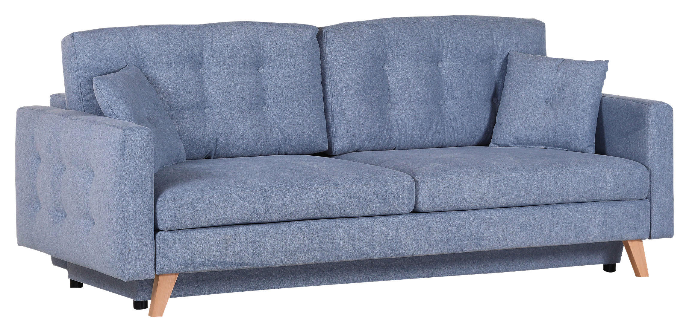 BÄDDSOFFA i flatväv ljusblå  - ljusblå/naturfärgad, Klassisk, textil (225/70/98cm) - Livetastic