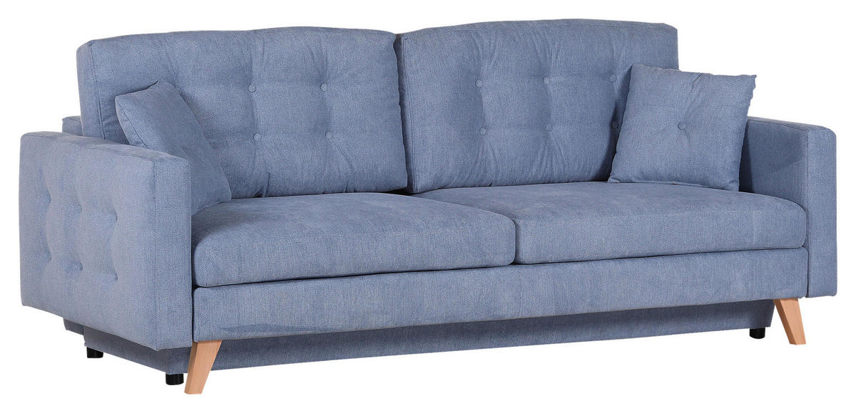 BÄDDSOFFA i flatväv ljusblå  - ljusblå/naturfärgad, Klassisk, textil (225/70/98cm) - Livetastic