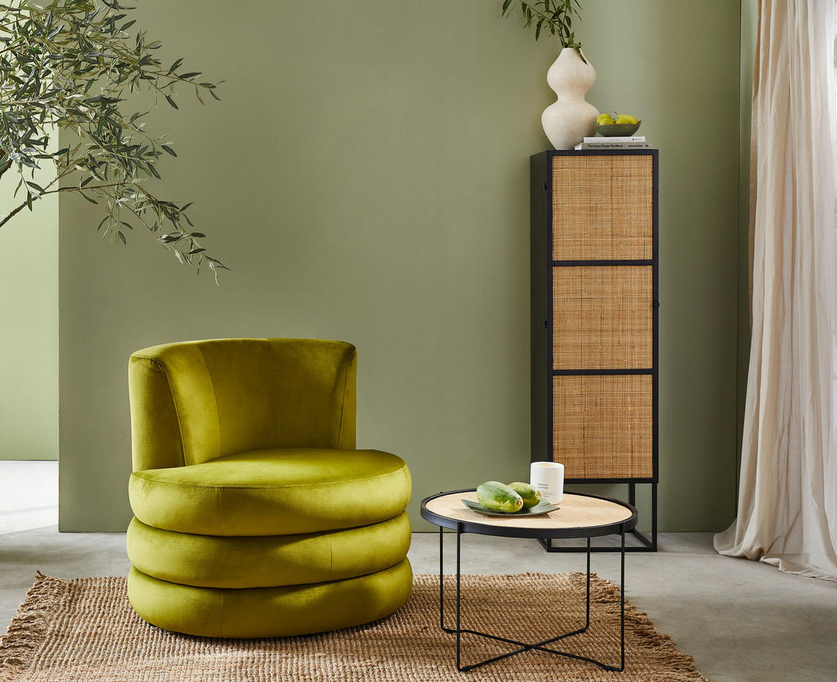 DESIGNSESSEL Flachgewebe Olivgrün    - Edelstahlfarben/Olivgrün, Trend, Textil/Metall (90/82/85cm) - Livetastic