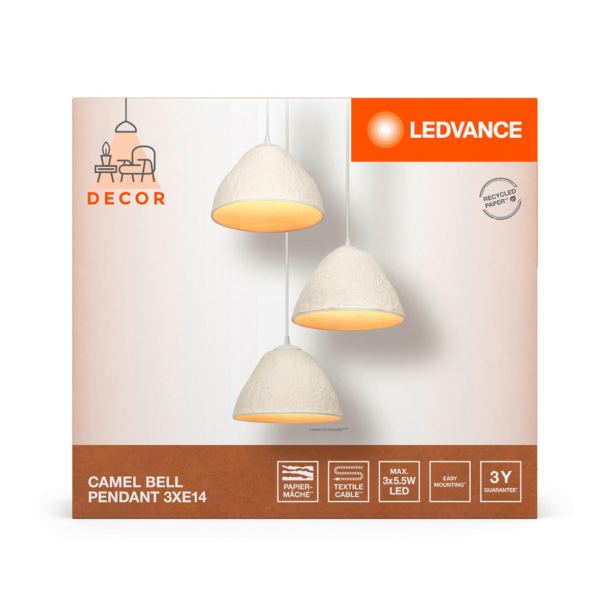 PENDELLEUCHTE 43,7/160,5 cm   - KONVENTIONELL, Papier/Metall (43,7/160,5cm) - Ledvance