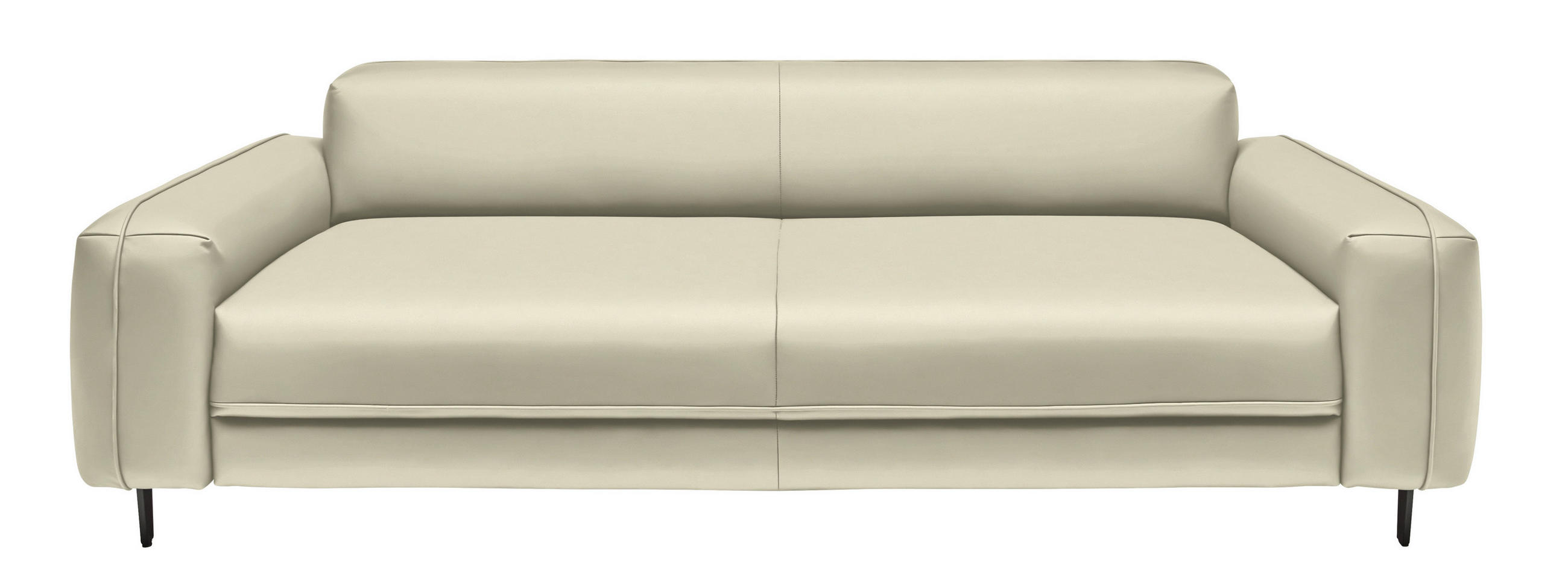 3-SITZER-SOFA Echtleder Creme  - Anthrazit/Creme, Design, Leder/Metall (230/70/109cm) - Johann Jakob