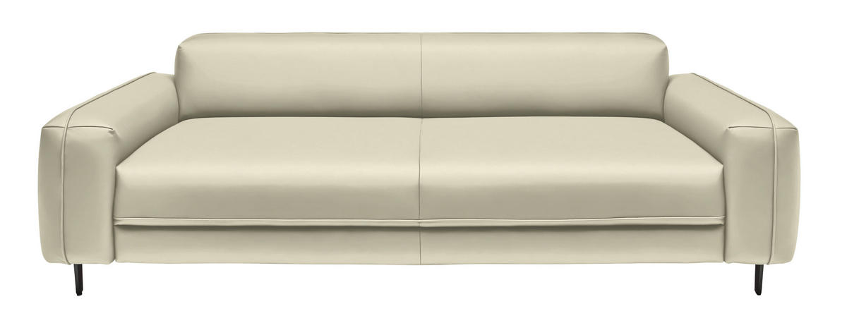 3-SITZER-SOFA  in Echtleder Creme   - Anthrazit/Creme, Design, Leder/Metall (230/70/109cm) - Johann Jakob