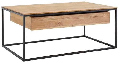 COUCHTISCH Eiche massiv 100/60/41,5 cm rechteckig Schwarz, Eichefarben  - Eichefarben/Schwarz, Design, Holz/Metall (100/60/41,5cm) - Novel