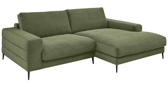 ECKSOFA in Feincord Dunkelgrün  - Dunkelgrün/Schwarz, Design, Textil/Metall (253/177cm) - Dieter Knoll