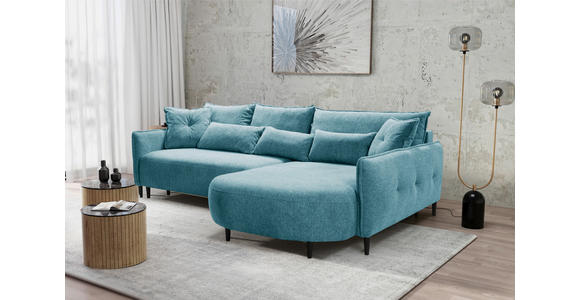 ECKSOFA Blau Chenille  - Blau/Schwarz, MODERN, Textil/Metall (285/200cm) - Carryhome