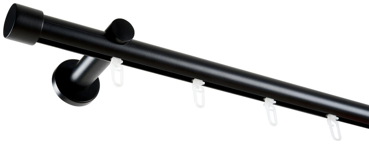 VORHANGSTANGENSET 120 cm  - Schwarz, Basics, Metall (120cm) - Homeware
