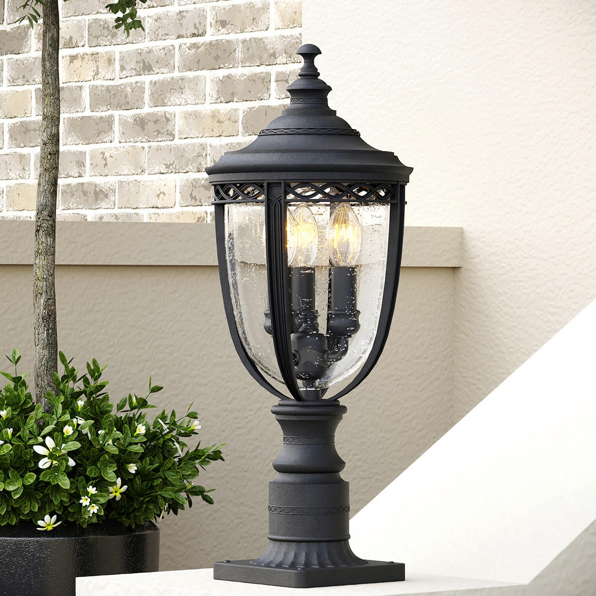 SOCKELLEUCHTE - Schwarz, Basics, Glas/Metall (21.6/55.3cm) - Elstead Lighting