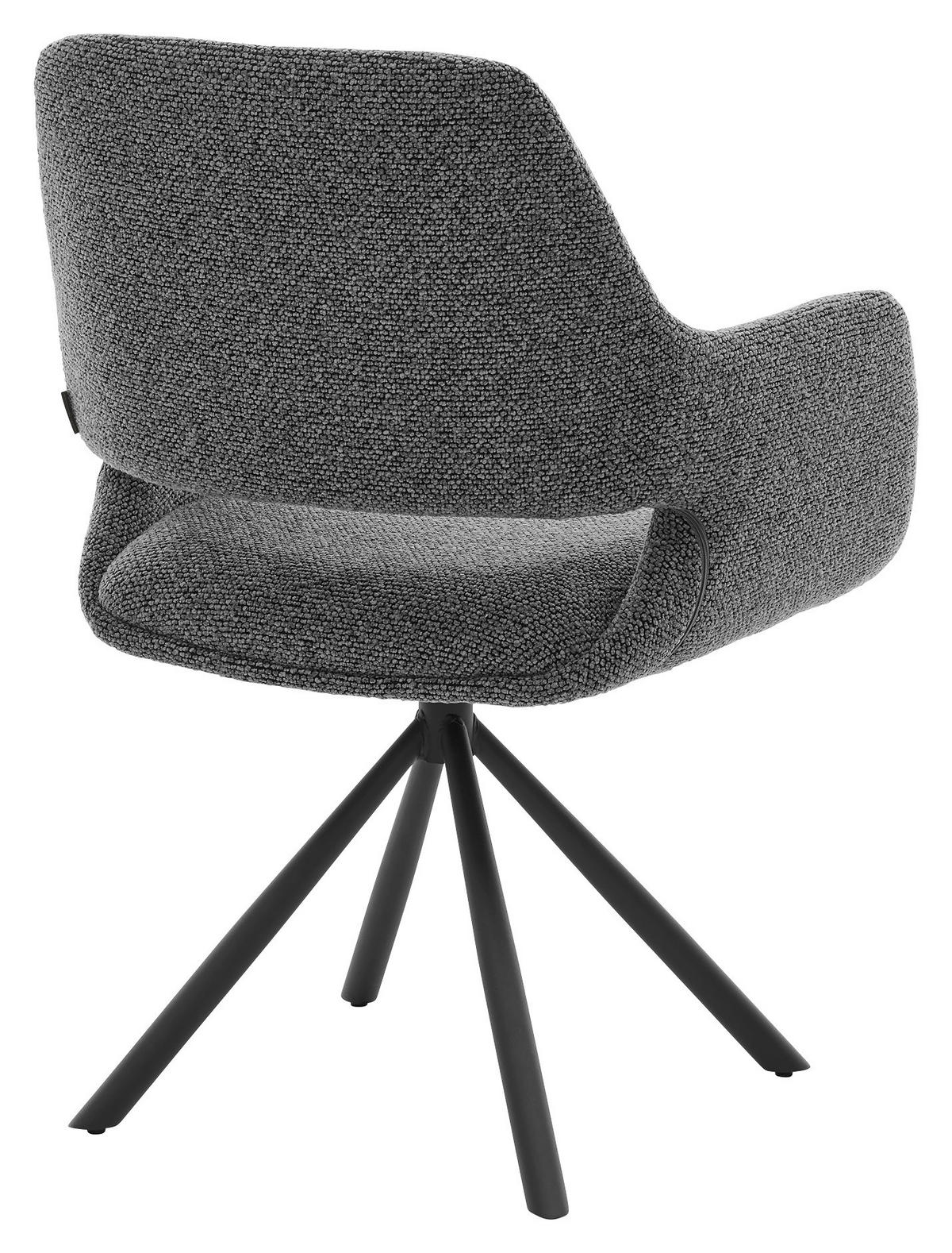 ARMLEHNSTUHL  Stoffauswahl, Sitzfläche 180° drehbar, automatische Rückholfunktion Bouclé  - Schwarz/Graphitfarben, Design, Textil/Metall (62/83/62cm) - Musterring