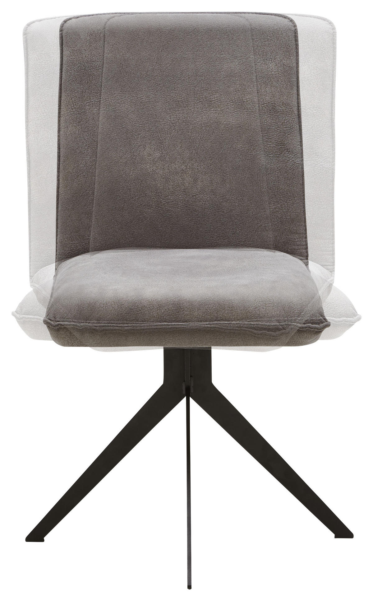 STUHL  in Stahl Lederlook  - Graubraun/Schwarz, Design, Textil/Metall (46,5/87/64cm) - Voleo