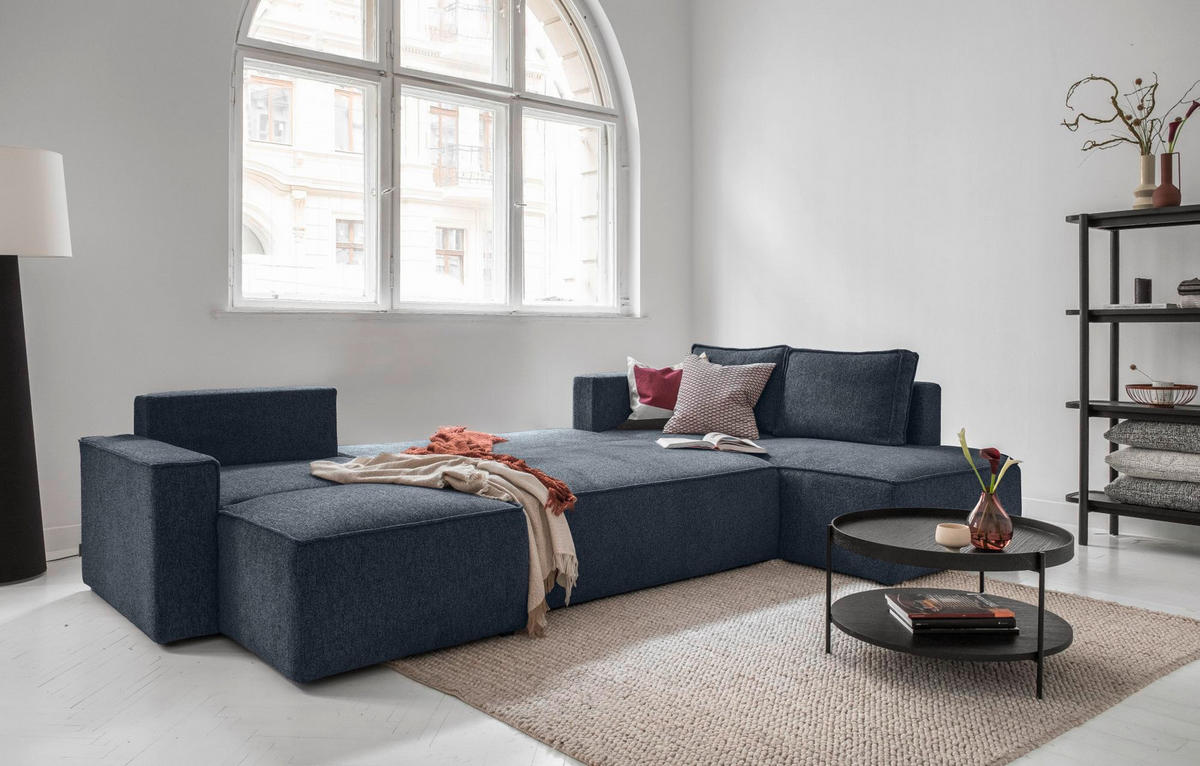 SJEDEĆA GARNITURA tekstil  tamno plava   - bijela/siva, Design, tekstil/plastika (156/322/194cm) - MID.YOU