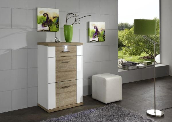 KOMMODE in 65/107/42 cm - Chromfarben/Eichefarben, Design, Holzwerkstoff/Kunststoff (65/107/42cm) - Xora