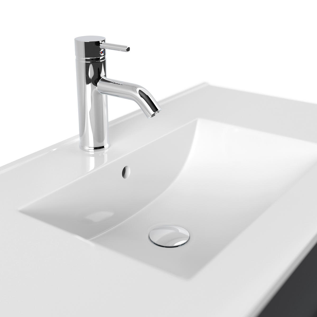 WASCHTISCHKOMBI 91 cm  - Graphitfarben/Weiß, Basics, Keramik/Holzwerkstoff (91cm) - MID.YOU