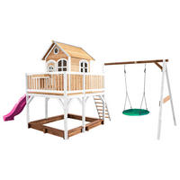 SPIELTURM 613/291/277 cm  - Weiss/Lila, Konventionell, Holz (613/291/277cm)
