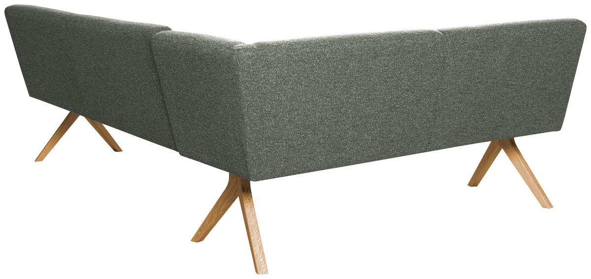 ECKBANK Holz, Textil Grün  - Eichefarben/Grün, Konventionell, Holz/Textil (172/218cm) - Linea Natura