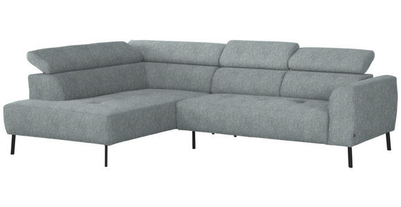 ECKSOFA in Webstoff Grau 205/280 cm - Schwarz/Grau, Design, Textil/Metall (205/280cm) - Xora
