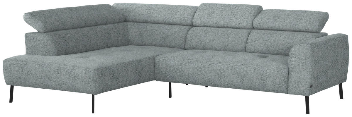 ECKSOFA in Webstoff Grau  205/280 cm  - Schwarz/Grau, Design, Textil/Metall (205/280cm) - Xora