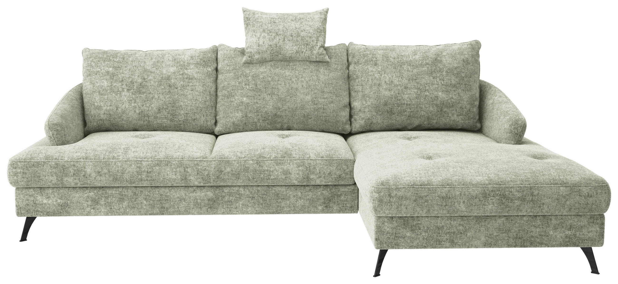 ECKSOFA in Webstoff Hellgrün  - Schwarz/Hellgrün, Konventionell, Textil/Metall (293/183cm) - Carryhome