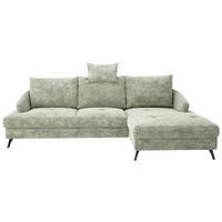 ECKSOFA in Webstoff Hellgrün  - Schwarz/Hellgrün, Konventionell, Textil/Metall (293/183cm) - Carryhome
