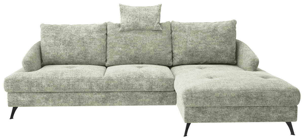 ECKSOFA in Webstoff Hellgrün  - Schwarz/Hellgrün, Konventionell, Textil/Metall (293/183cm) - Carryhome
