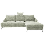 ECKSOFA in Webstoff Hellgrün  - Schwarz/Hellgrün, KONVENTIONELL, Textil/Metall (293/183cm) - Carryhome