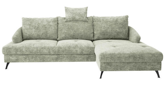 ECKSOFA in Webstoff Hellgrün  - Schwarz/Hellgrün, KONVENTIONELL, Textil/Metall (293/183cm) - Carryhome